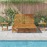 Sun Lounger Reclining Brown Solid Acacia Wood