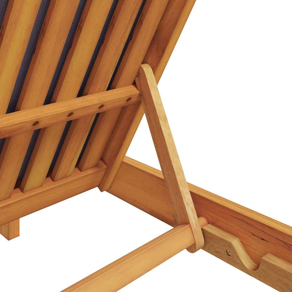 Sun Lounger Reclining with Cushion Dark Grey Solid Acacia Wood