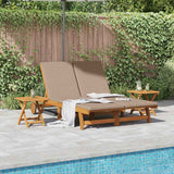 Sun Lounger Reclining with Cushion Taupe Solid Acacia Wood