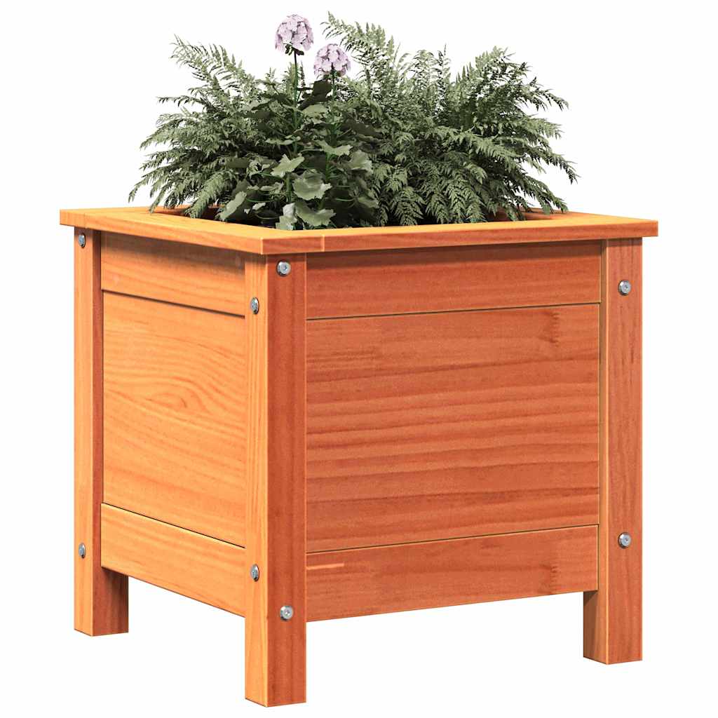 Garden Planter Wax Brown 40 x 40 x 39 cm Solid Pine Wood