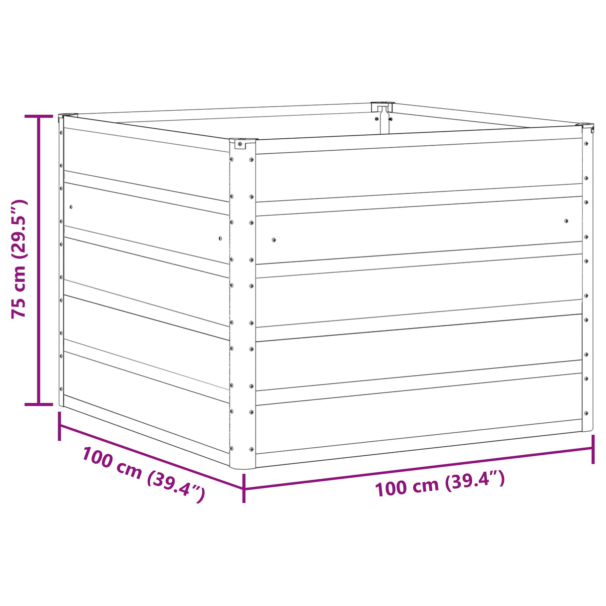 Planter Ivory 100 x 100 x 75 cm Steel