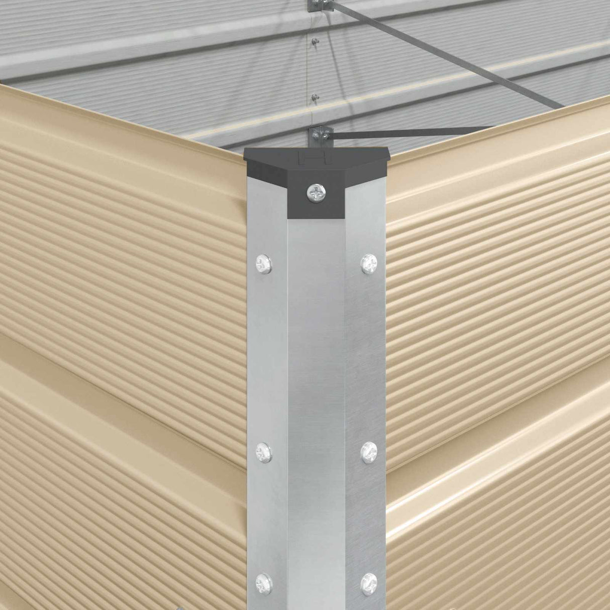 Planter Ivory 580 x 100 x 45 cm Galvanised Steel