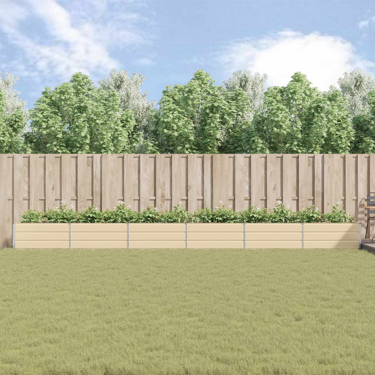 Planter Ivory 580 x 100 x 45 cm Galvanised Steel