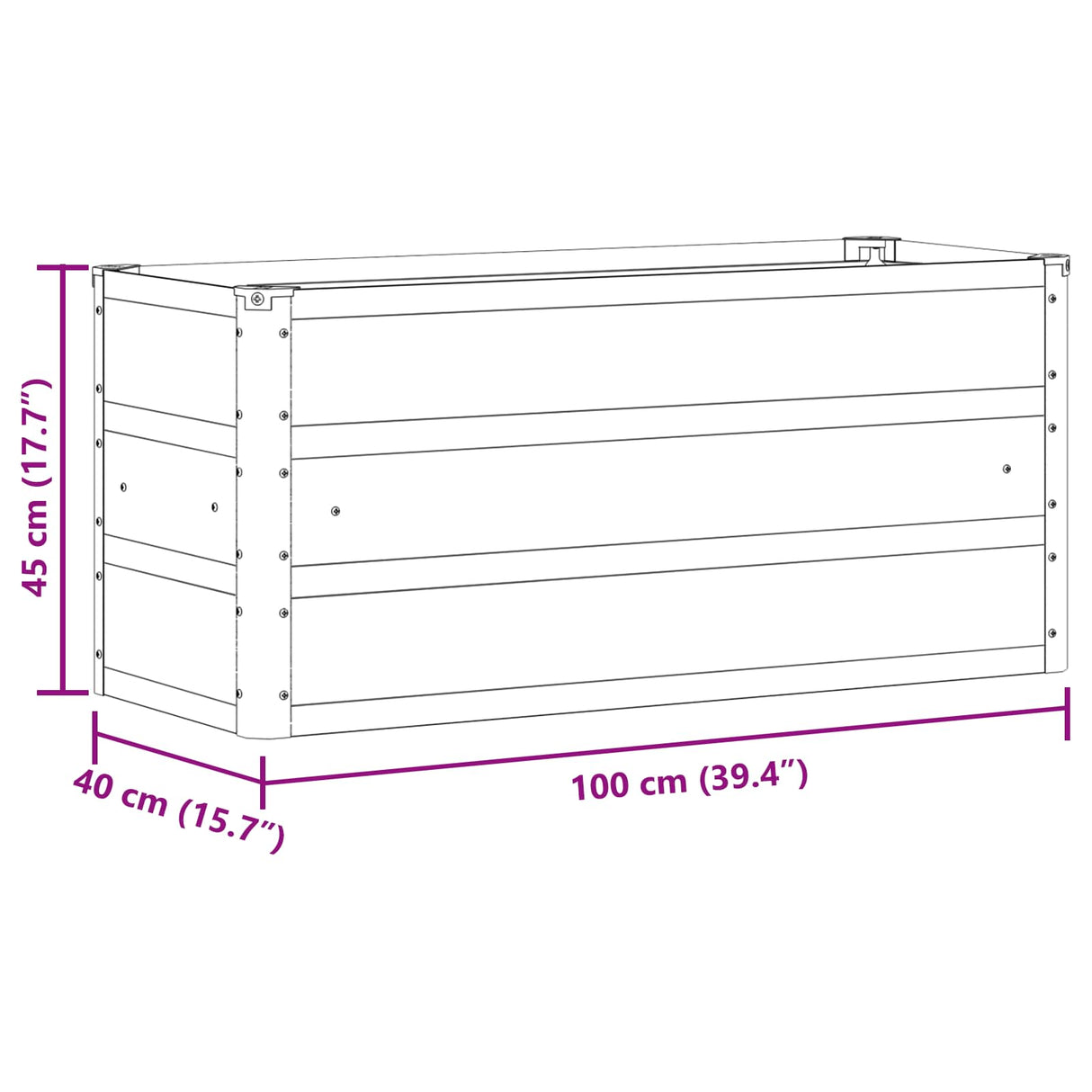 Planter Light Grey 100 x 40 x 45 cm Steel