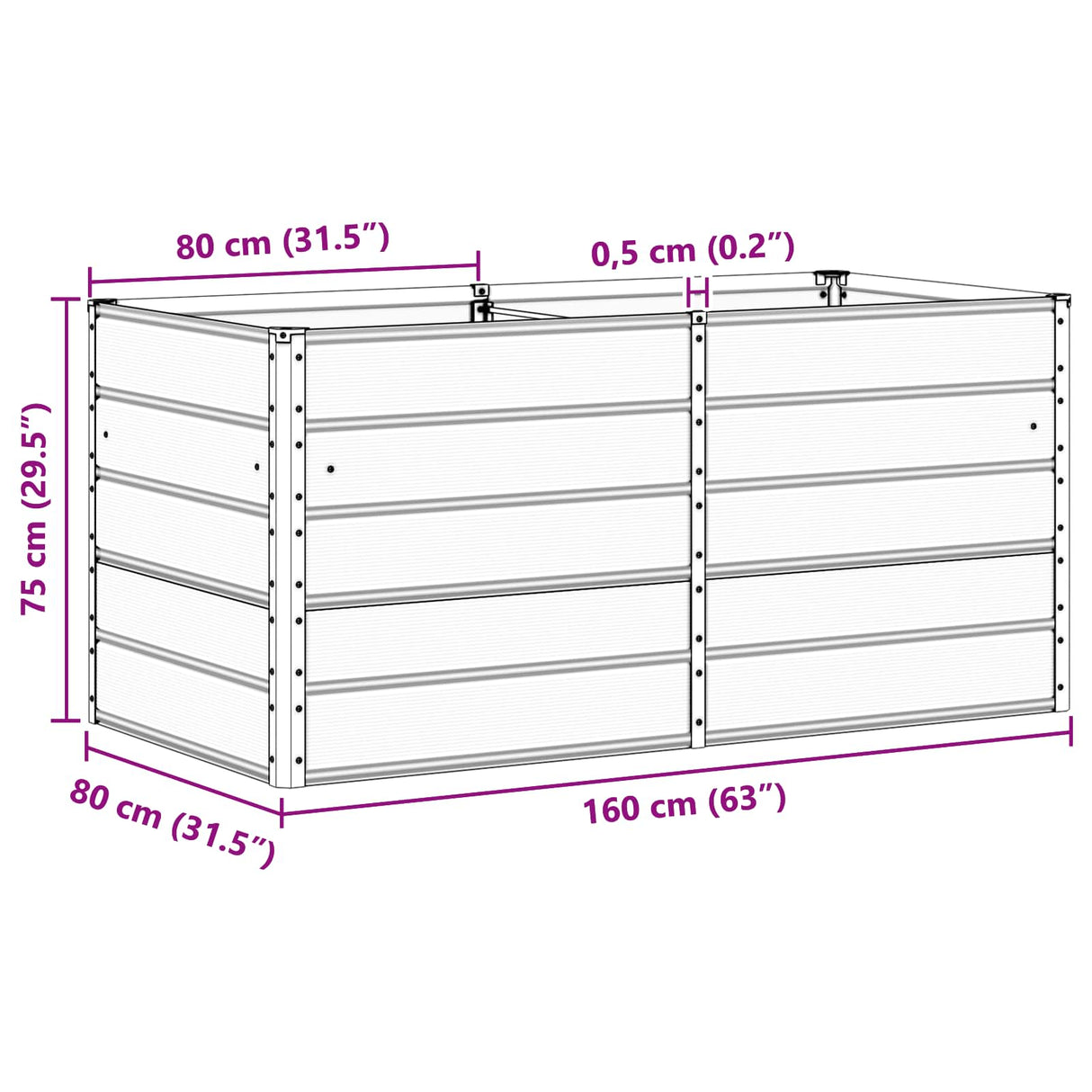 Planter Anthracite 160 x 80 x 75 cm Steel