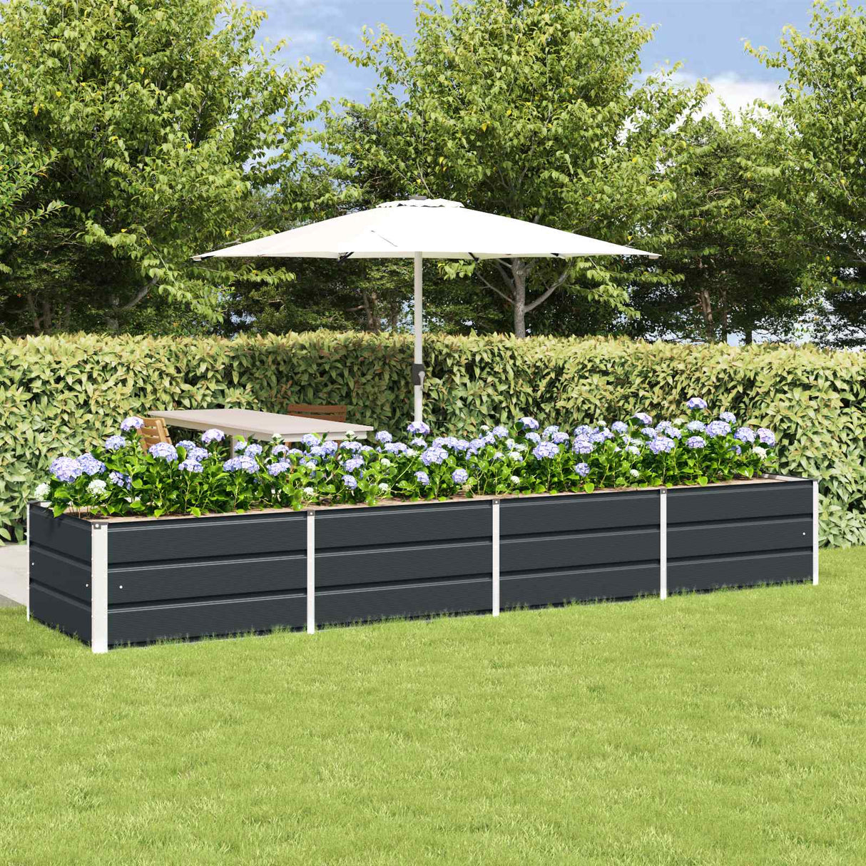 Planter Anthracite 320 x 80 x 45 cm Steel