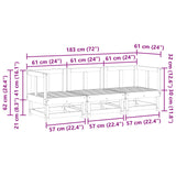 Sectional Sofa Units 3 Piece Wax Brown Solid Pine Wood