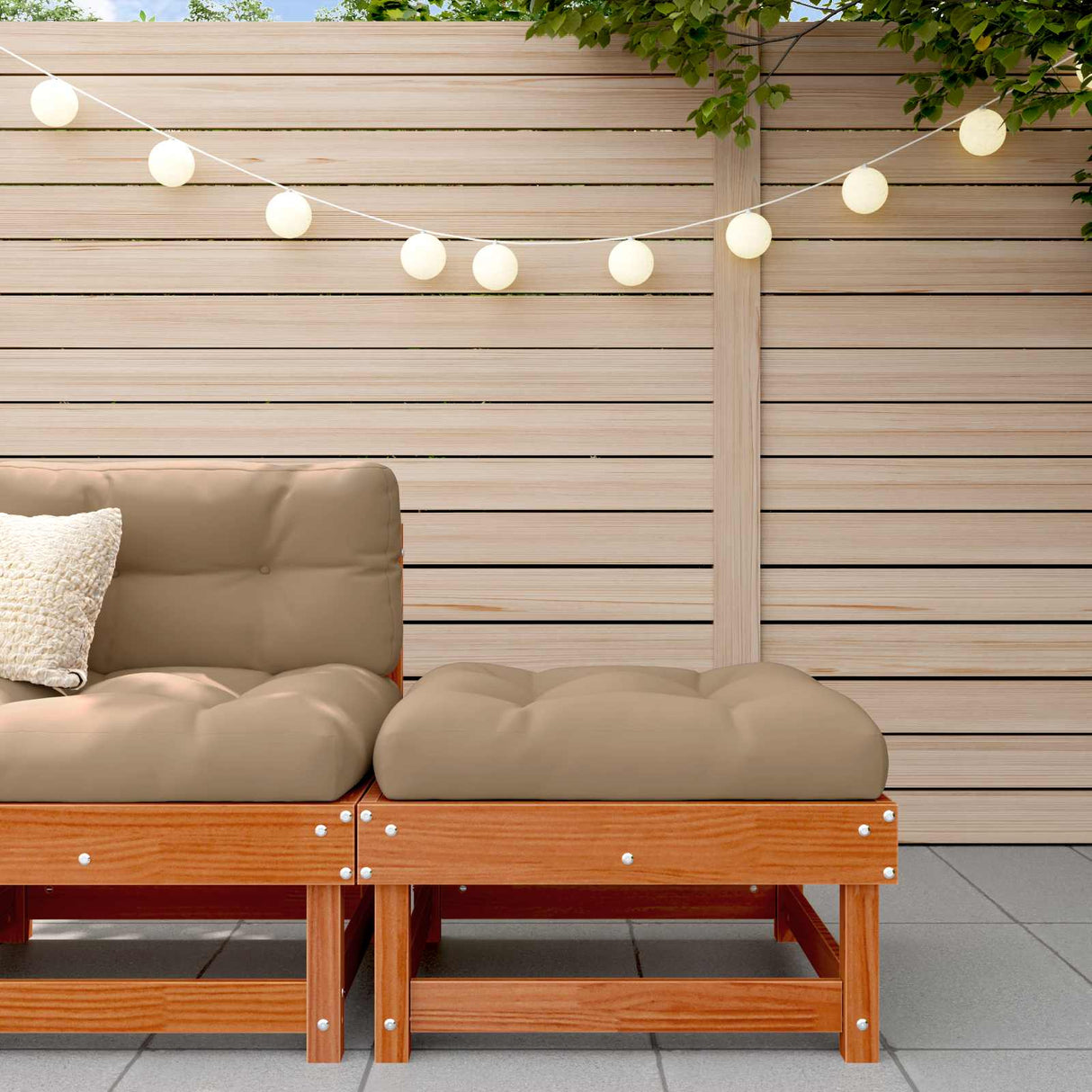 Sectional Sofa Units Solid Pine Wood Wax Brown