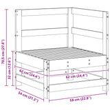 Garden Corner Sofa Solid Pine Wood Wax Brown 62 x 62 x 70.5 cm