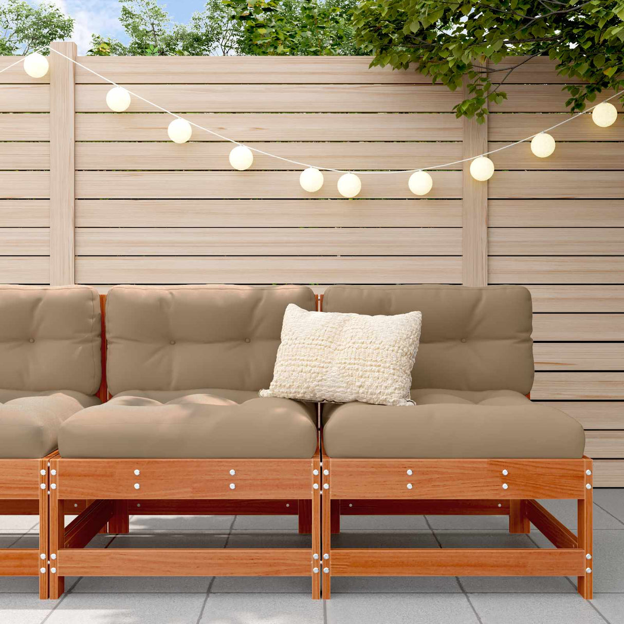 Garden Middle Sofa Solid Pine Wood Wax Brown 124 x 62 x 70.5 cm