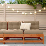Garden Middle Sofa Solid Pine Wood Wax Brown 124 x 62 x 70.5 cm