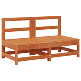 Garden Middle Sofa Solid Pine Wood Wax Brown 124 x 62 x 70.5 cm