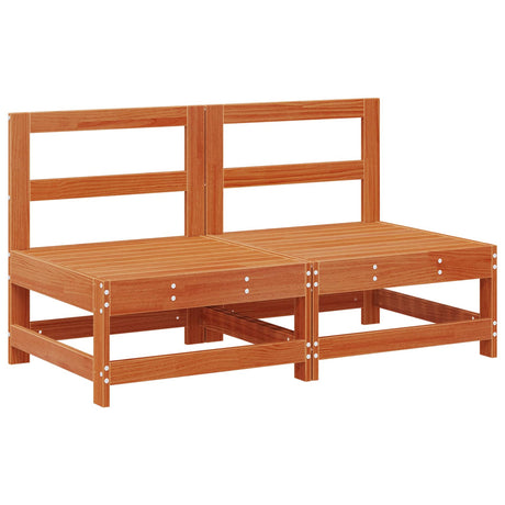 Garden Middle Sofa Solid Pine Wood Wax Brown 124 x 62 x 70.5 cm