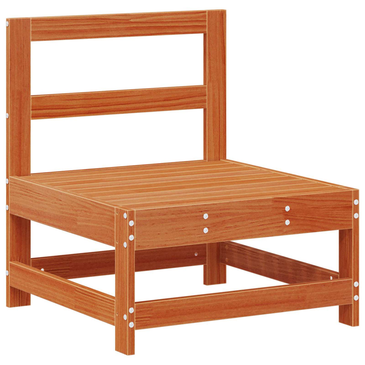 Garden Middle Sofa Solid Pine Wood Wax Brown 124 x 62 x 70.5 cm