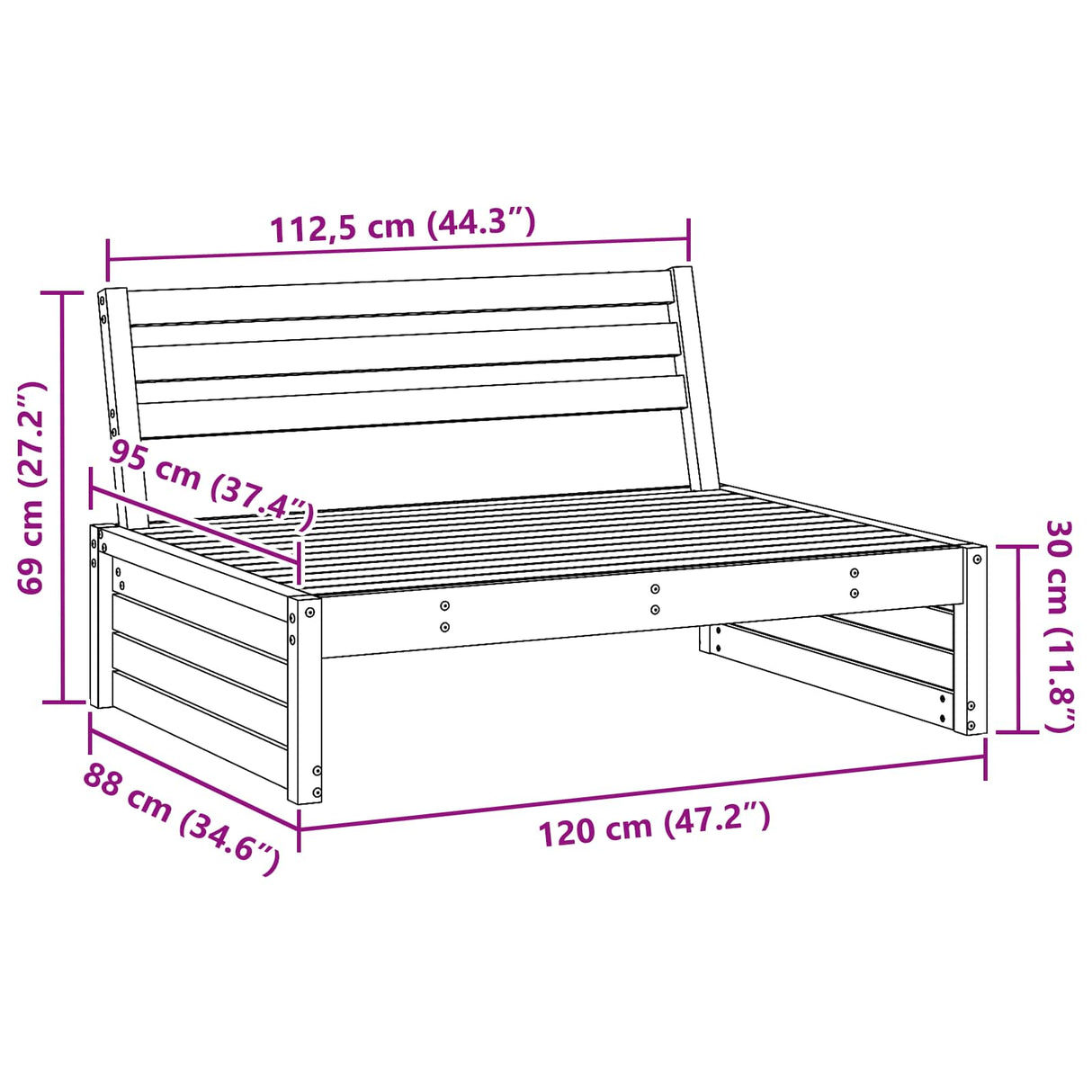 Sectional Sofa Units Solid Pine Wood Wax Brown 120 x 95 x 69 cm