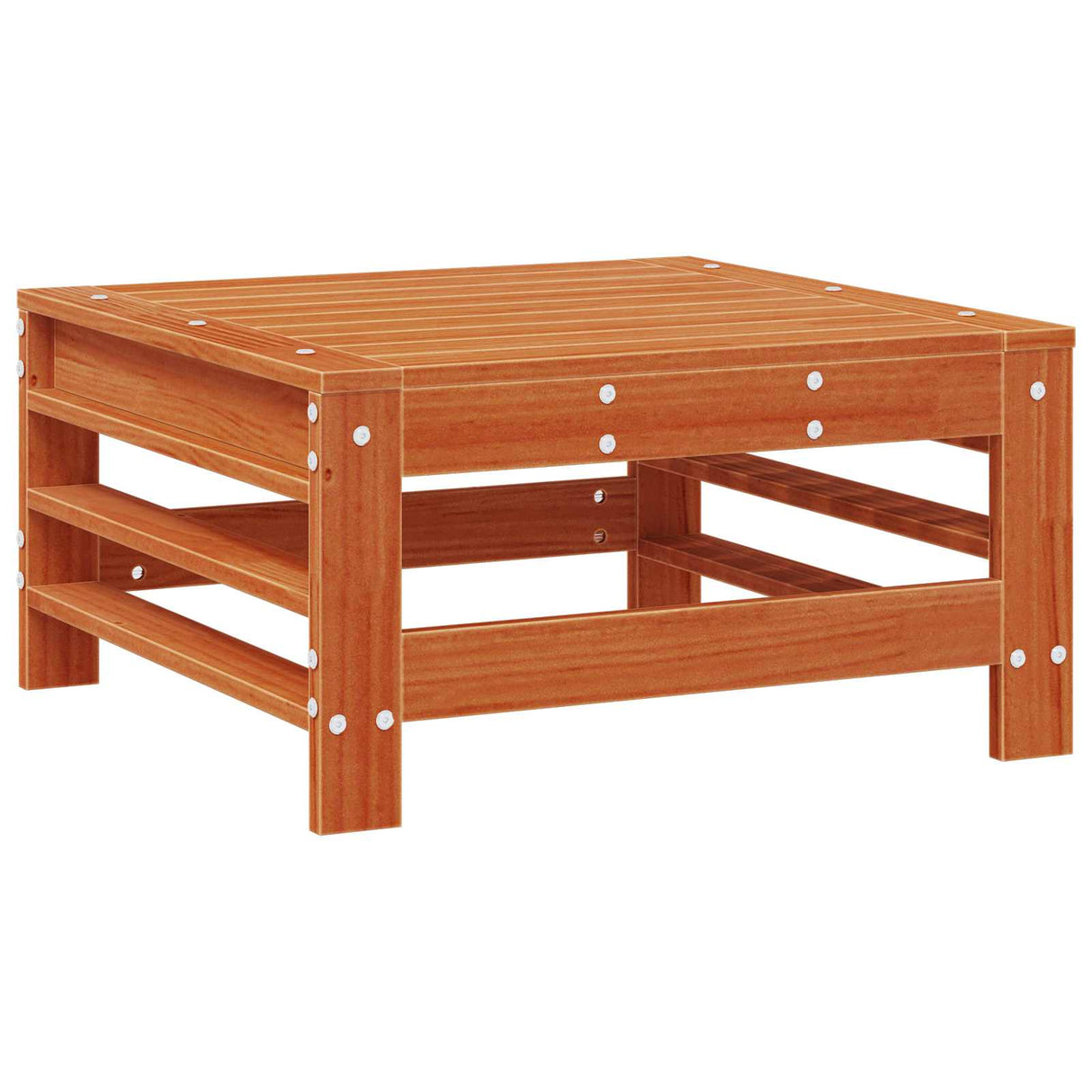 Garden Footrest Solid Pine Wood Wax Brown 57.5 x 57.5 x 30 cm