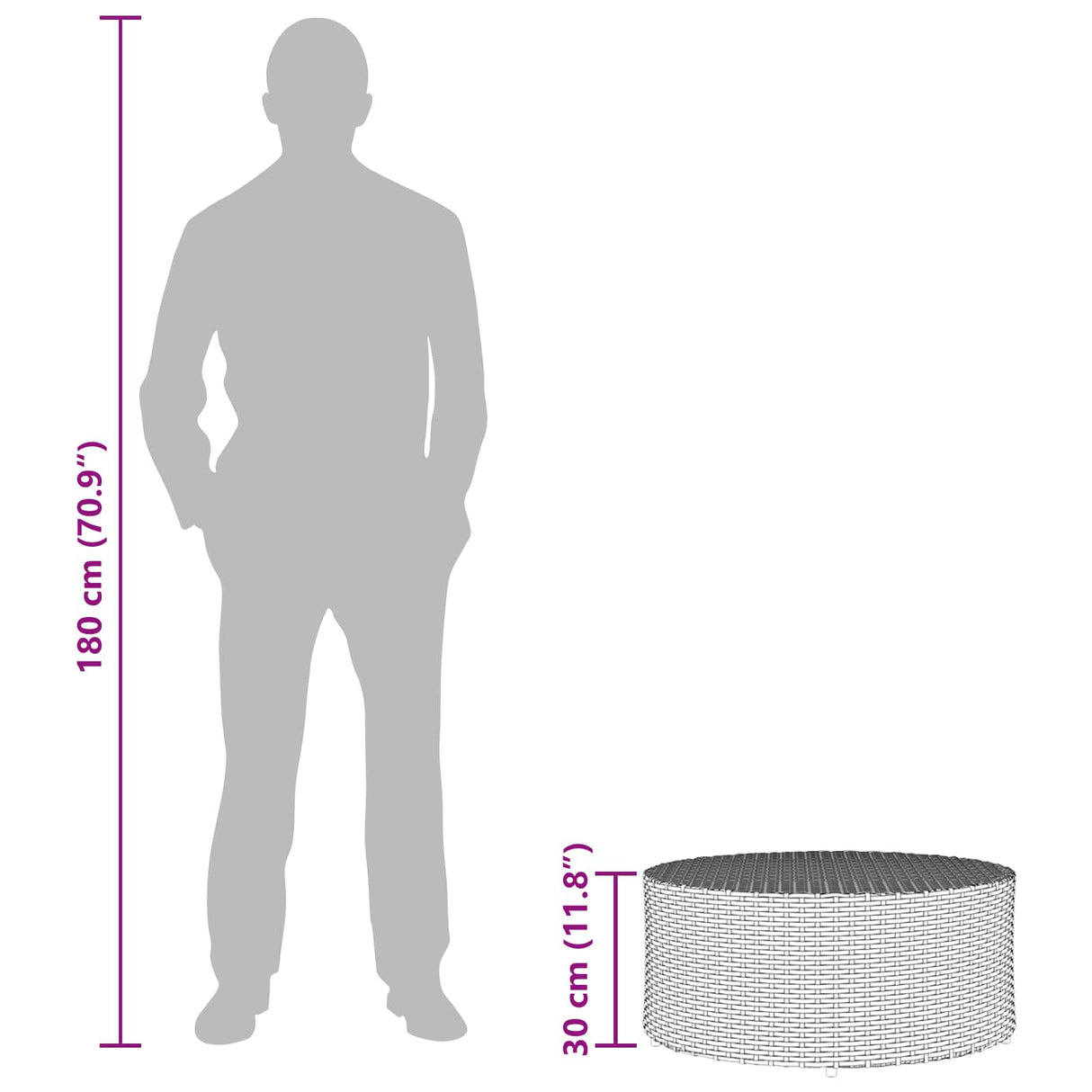 Outdoor Coffee Table Grey Ã˜ 68 x 30 cm Poly Rattan