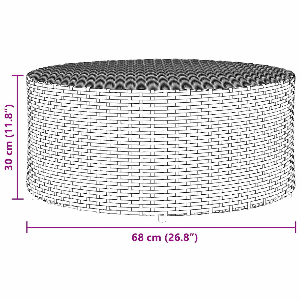 Outdoor Coffee Table Grey Ã˜ 68 x 30 cm Poly Rattan