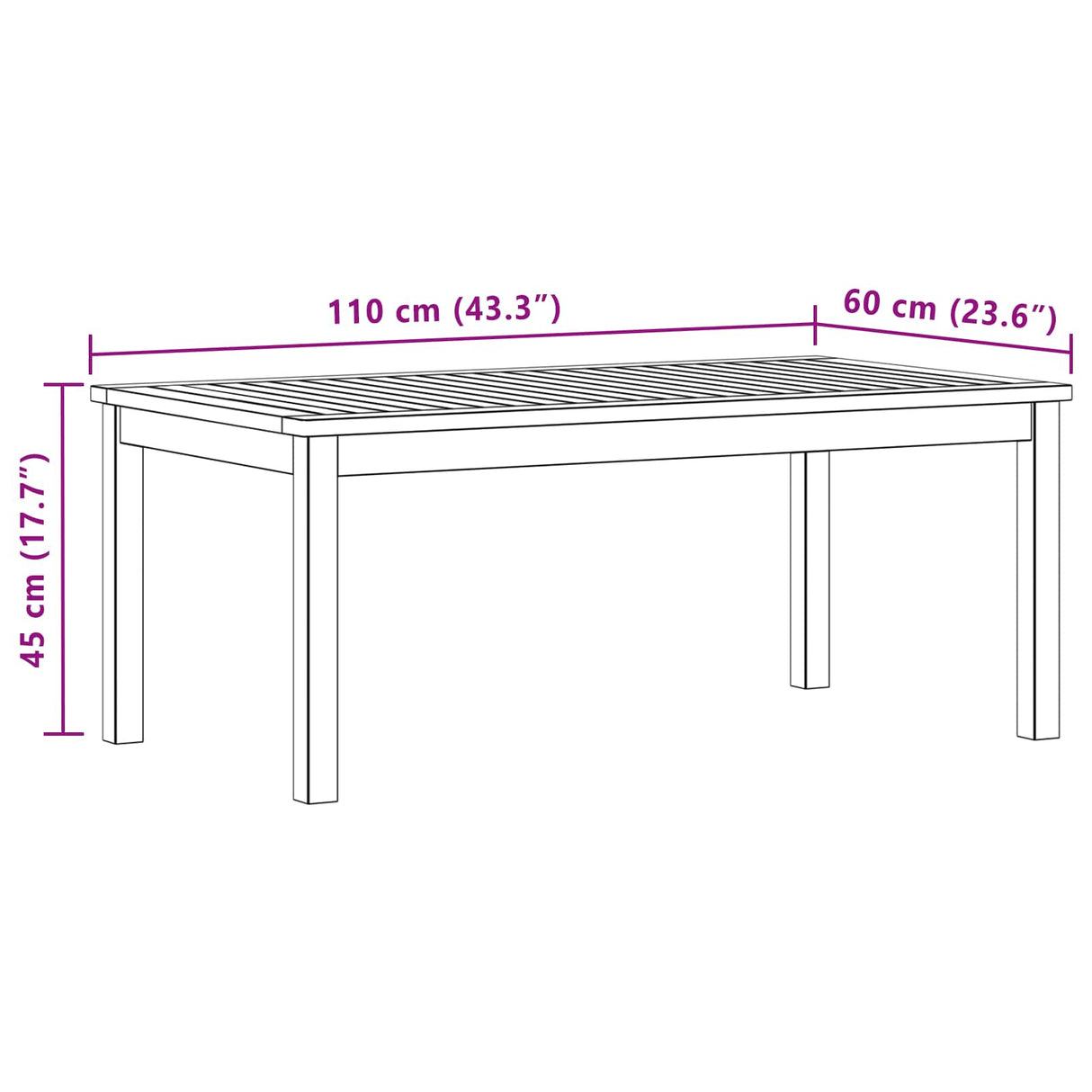 Coffee Table Light Acacia 110 x 60 x 45 cm Solid Acacia Wood