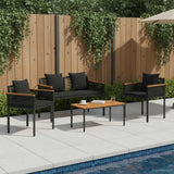 Outdoor Furniture Set with Cushion 4 pcs Black PE Rattan