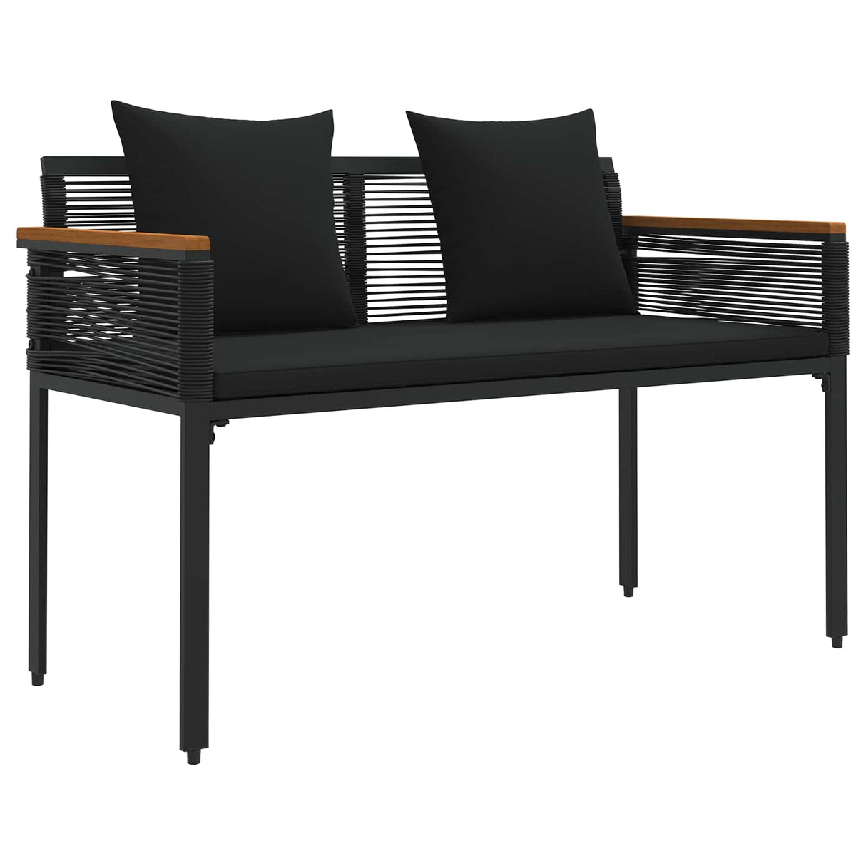 Outdoor Furniture Set with Cushion 4 pcs Black PE Rattan