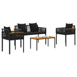 Outdoor Furniture Set with Cushion 4 pcs Black PE Rattan