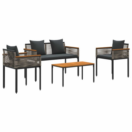 Outdoor Furniture Set 4 pcs Grey and Dark Grey PE Rattan