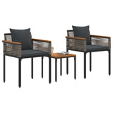 Outdoor Furniture Set with Cushion Grey and Dark Grey PE Rattan