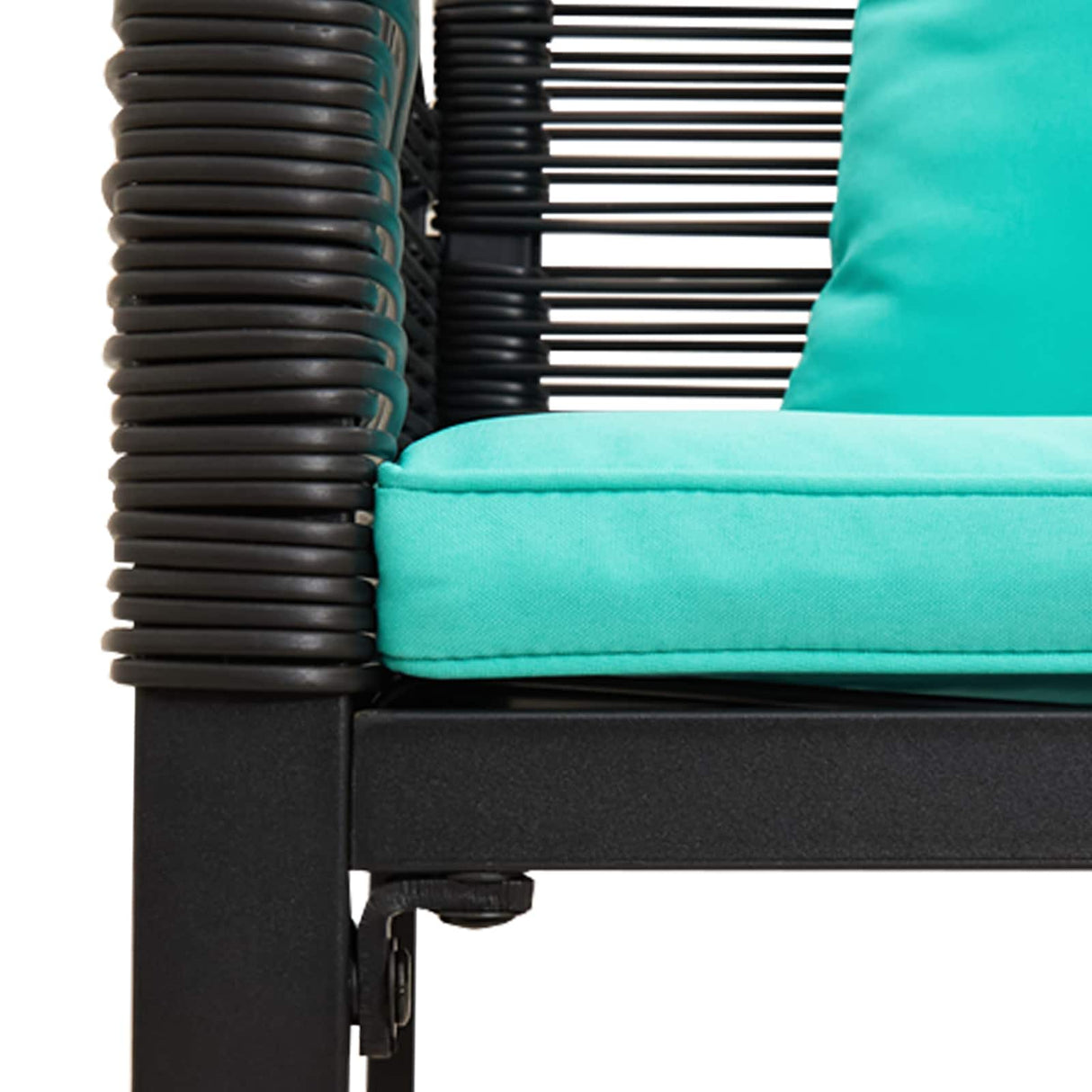 Outdoor Furniture Set 3 pcs Black and Turquoise PE Rattan