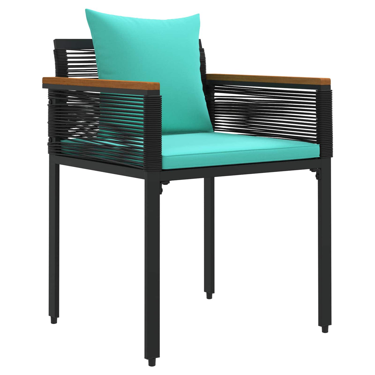Outdoor Furniture Set 3 pcs Black and Turquoise PE Rattan