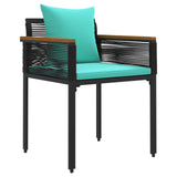Outdoor Furniture Set 3 pcs Black and Turquoise PE Rattan