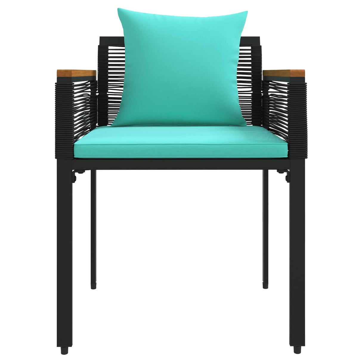 Outdoor Furniture Set 3 pcs Black and Turquoise PE Rattan
