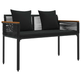 Outdoor Bench with Cushion Black 117 x 54 x 74.5 cm Poly Rattan