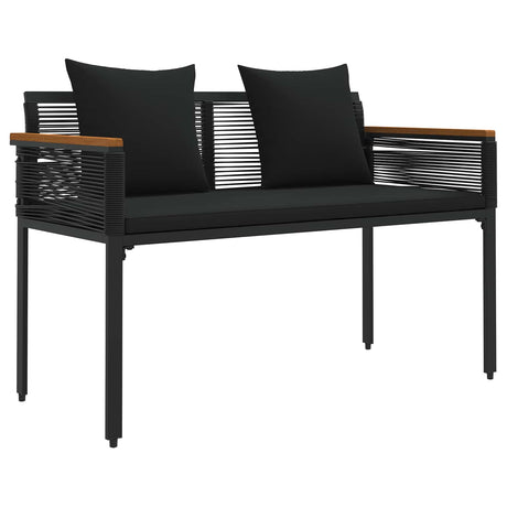 Outdoor Bench with Cushion Black 117 x 54 x 74.5 cm Poly Rattan