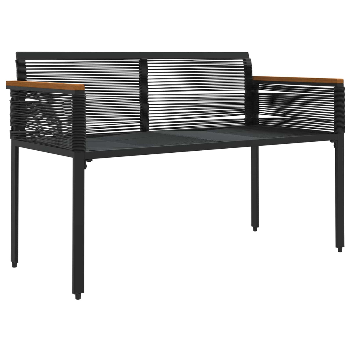 Outdoor Bench with Cushion Black 117 x 54 x 74.5 cm Poly Rattan