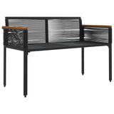 Outdoor Bench with Cushion Black 117 x 54 x 74.5 cm Poly Rattan