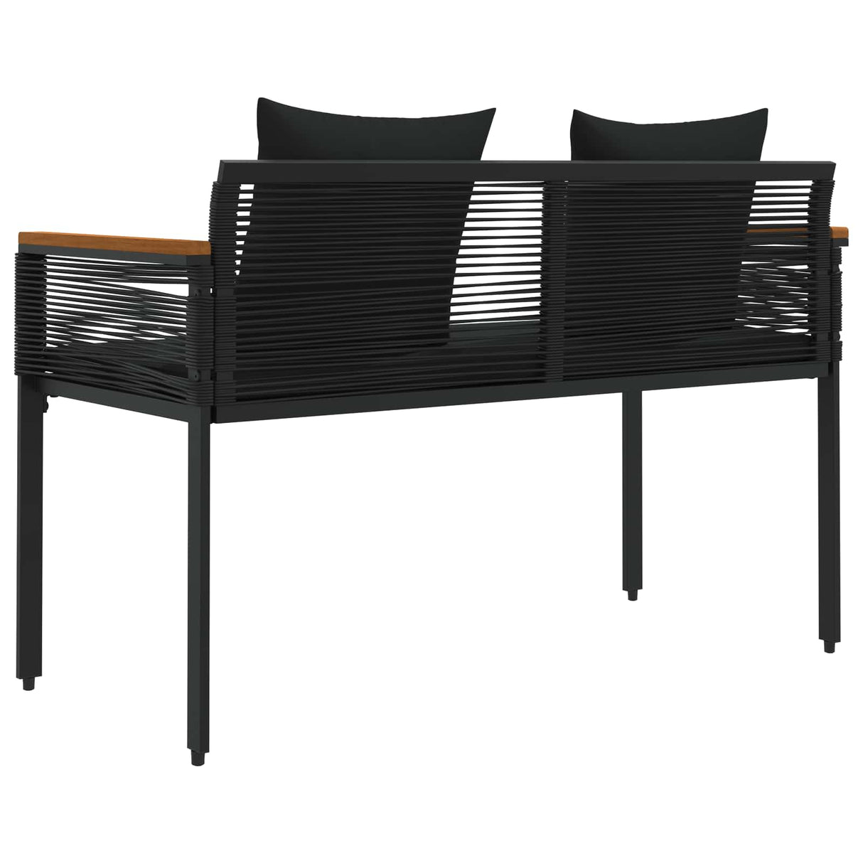 Outdoor Bench with Cushion Black 117 x 54 x 74.5 cm Poly Rattan