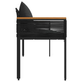 Outdoor Bench with Cushion Black 117 x 54 x 74.5 cm Poly Rattan