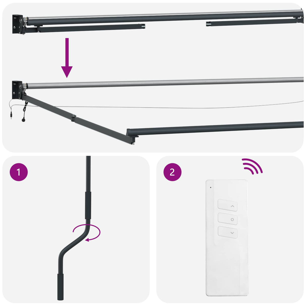 Electric Retractable Awning Frame Anthracite 2.5 x 2 m Steel