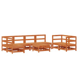Garden Lounge Set 8 pcs Wax Brown Solid Pine Wood