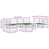 Garden Lounge Set 8 pcs Wax Brown Solid Pine Wood