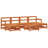 Garden Lounge Set 7 pcs Wax Brown Solid Pine Wood