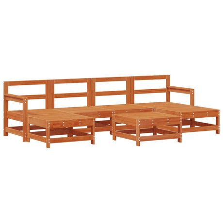 Garden Lounge Set 7 pcs Wax Brown Solid Pine Wood