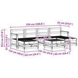 Garden Lounge Set 7 pcs Wax Brown Solid Pine Wood