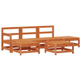 Garden Lounge Set 6 pcs Wax Brown Solid Pine Wood