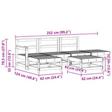 Garden Lounge Set 6 pcs Wax Brown Solid Pine Wood