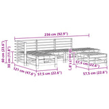 Garden Lounge Set 5 pcs Wax Brown Solid Pine Wood