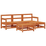 Garden Lounge Set 5 pcs Wax Brown Solid Pine Wood