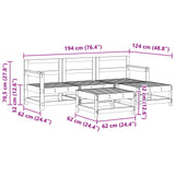 Garden Lounge Set 5 pcs Wax Brown Solid Pine Wood