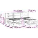 Garden Lounge Set 5 pcs Wax Brown Solid Pine Wood